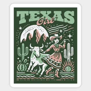 Vintage Texas Girl // Proud Texan Born and Raised // Texas Cowgirl Cactus Sticker